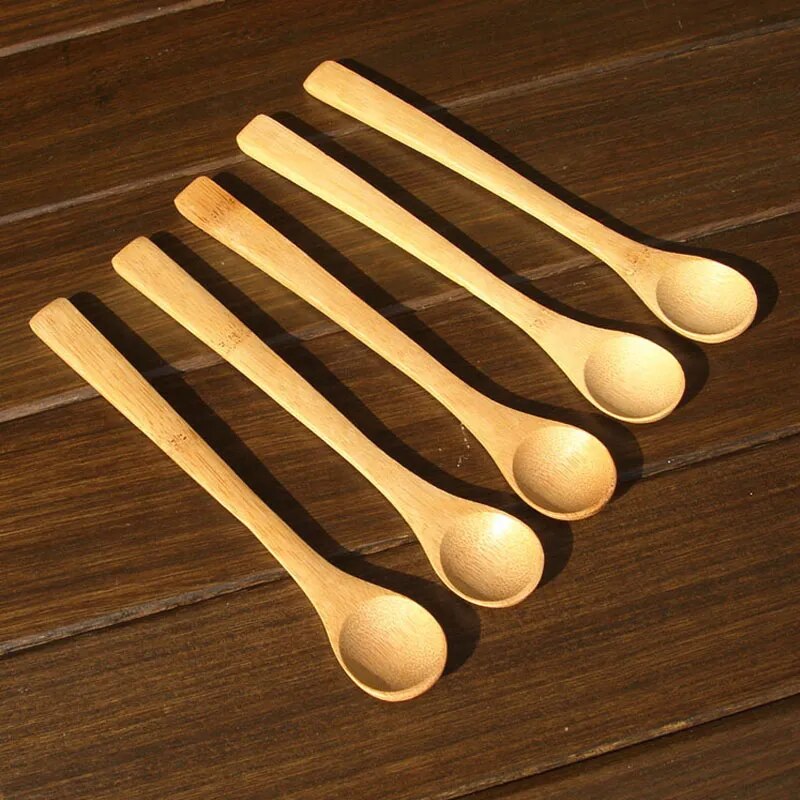 10Pcs/Set Wooden Bamboo Teaspoons