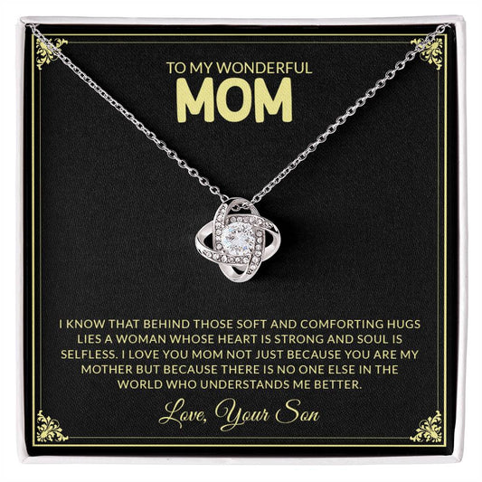 To My Wonderful Mom | I Love You - Love Knot Necklace