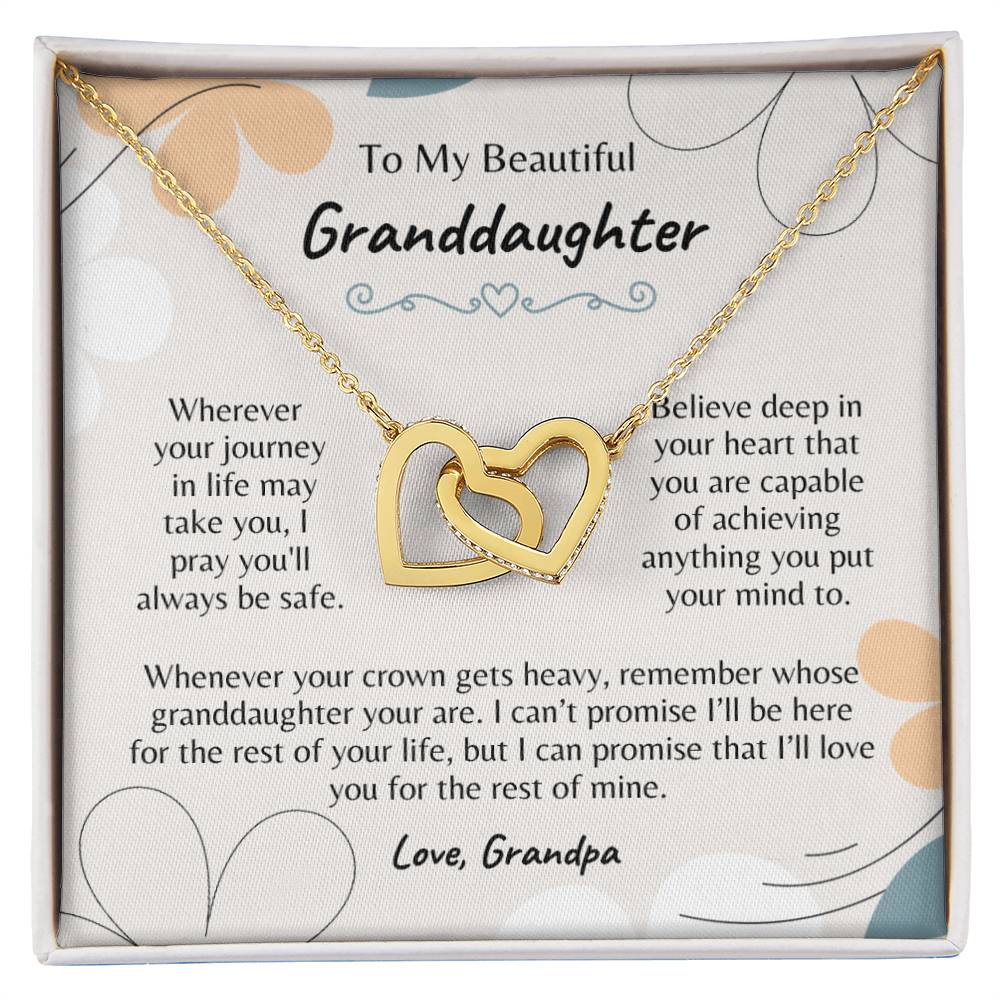 To My Beautiful Granddaughter...Love, Grandpa - Interlocking Hearts Necklace