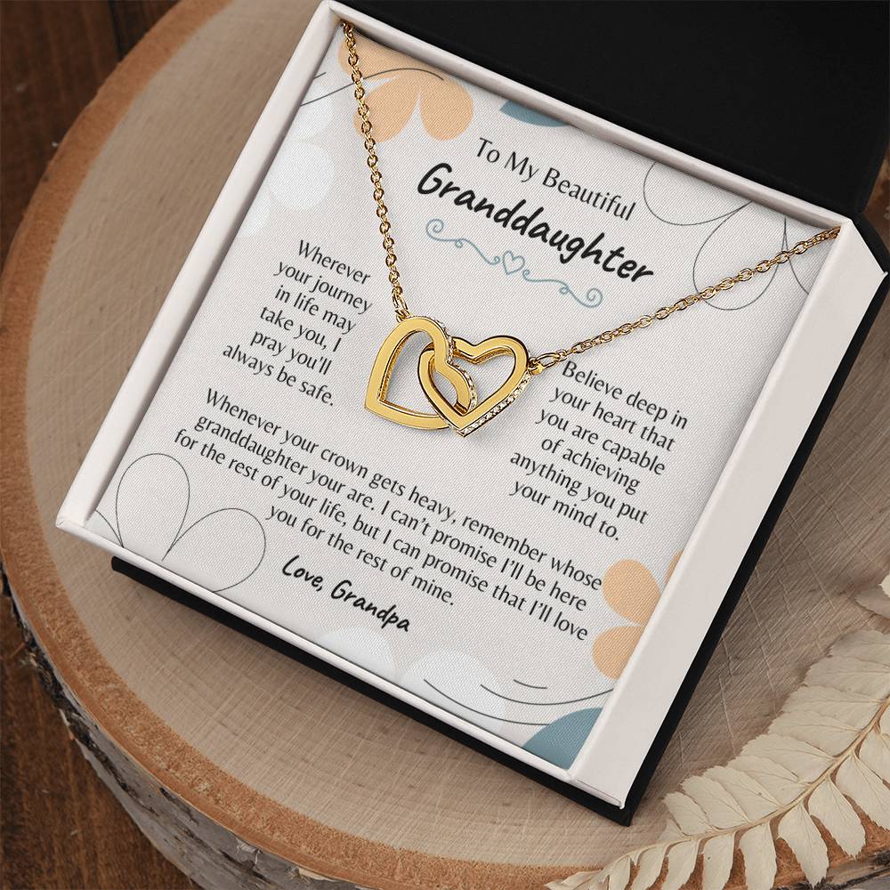 To My Beautiful Granddaughter...Love, Grandpa - Interlocking Hearts Necklace