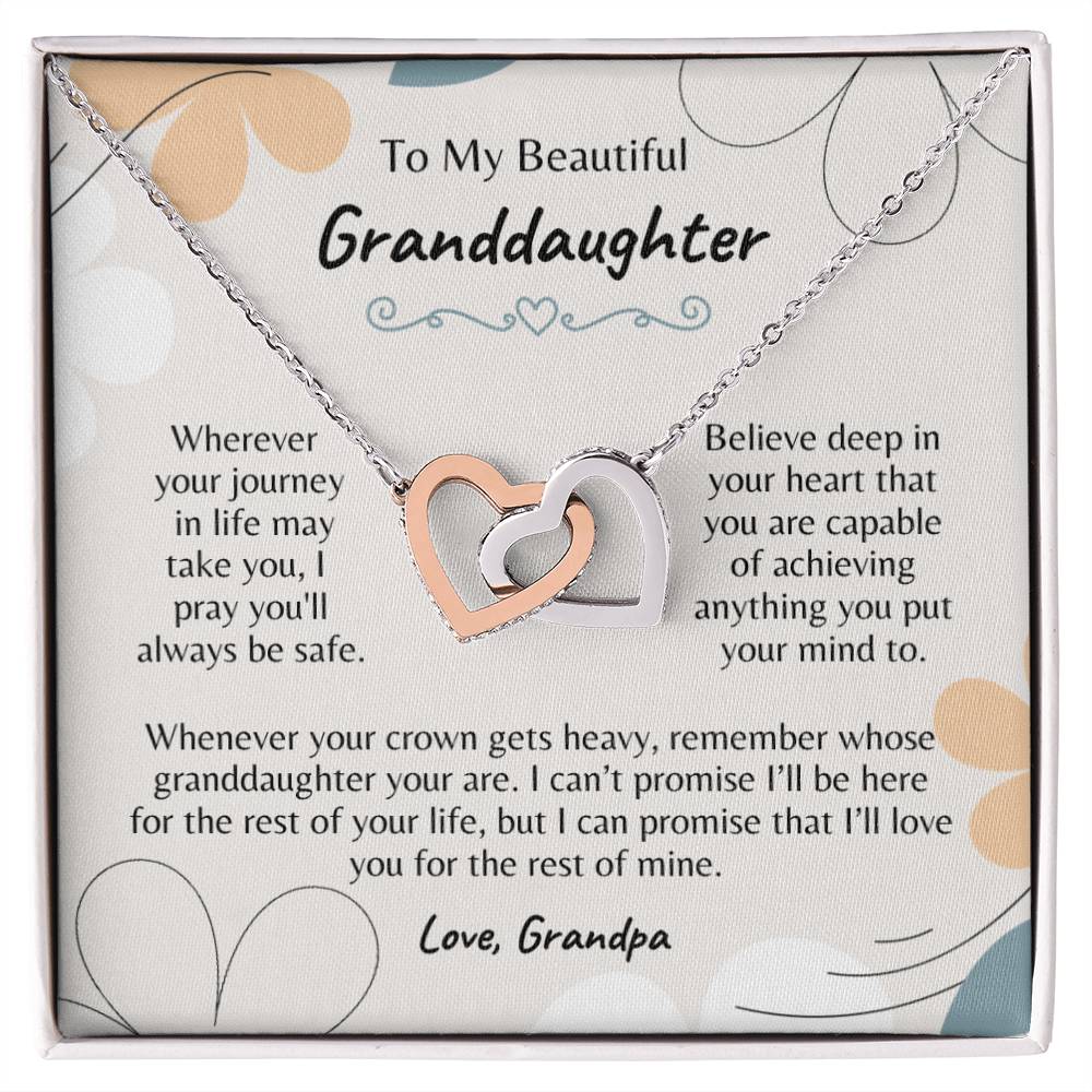 To My Beautiful Granddaughter...Love, Grandpa - Interlocking Hearts Necklace