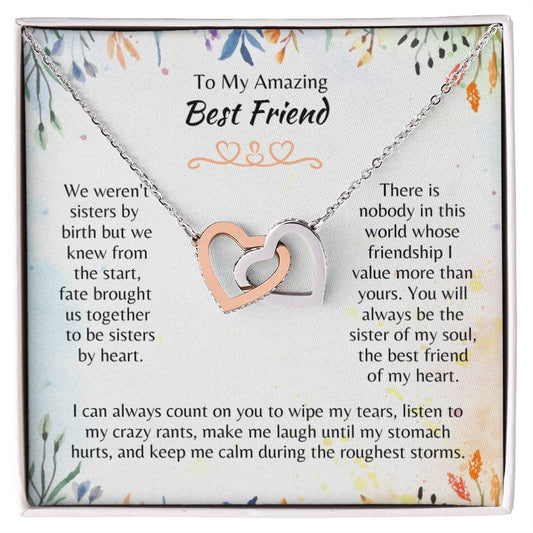 To My Amazing Best Friend - Interlocking Hearts Necklace