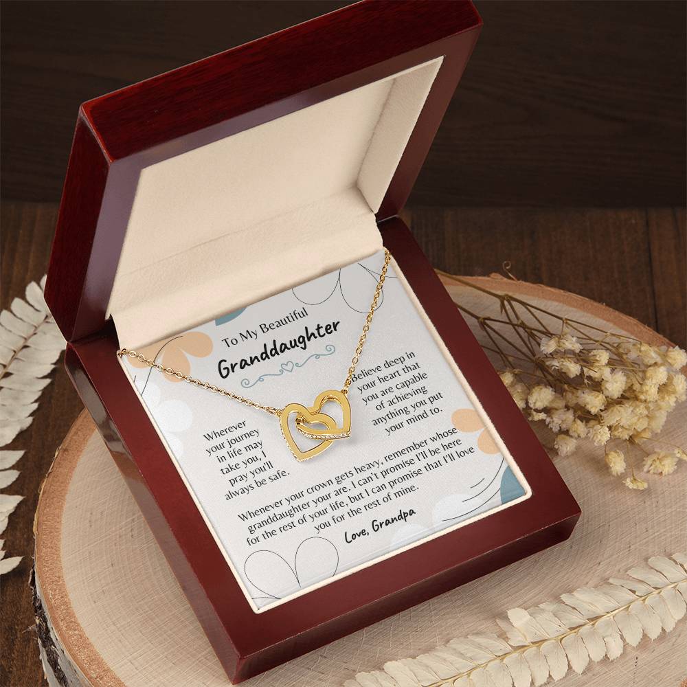 To My Beautiful Granddaughter...Love, Grandpa - Interlocking Hearts Necklace