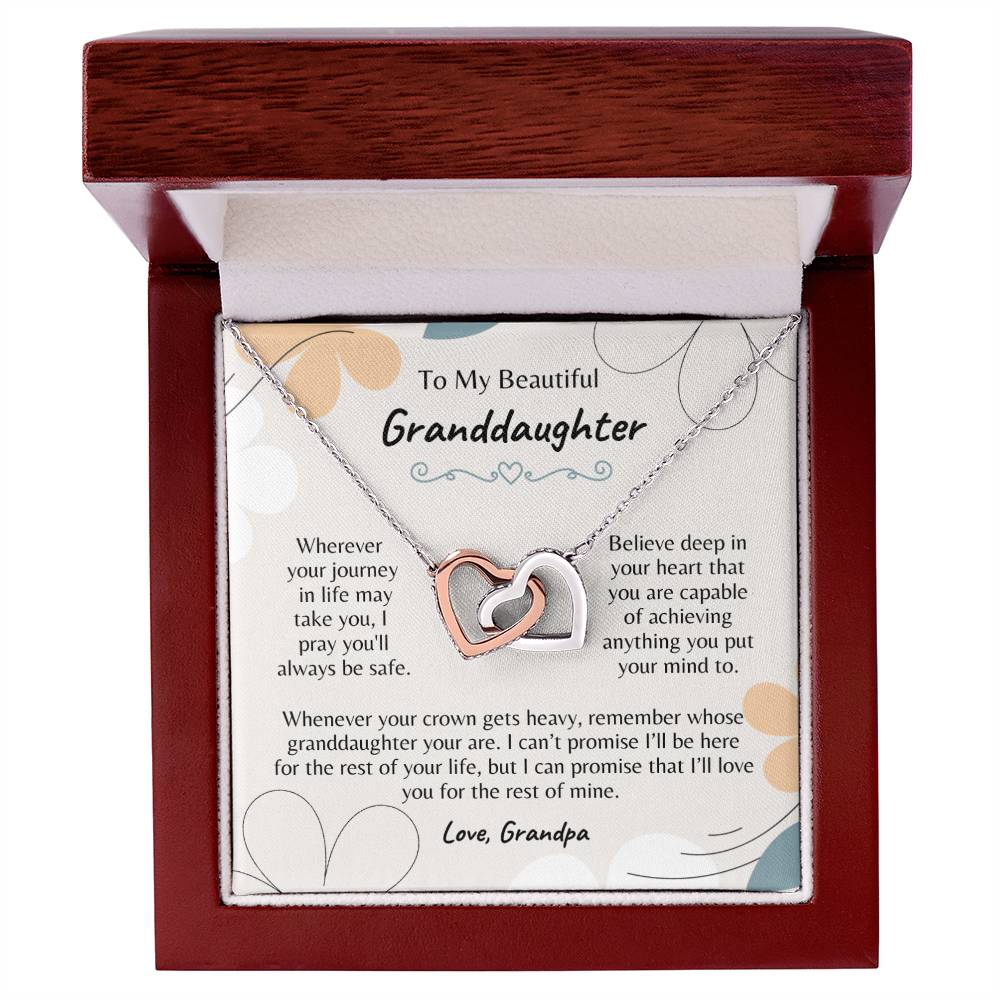 To My Beautiful Granddaughter...Love, Grandpa - Interlocking Hearts Necklace