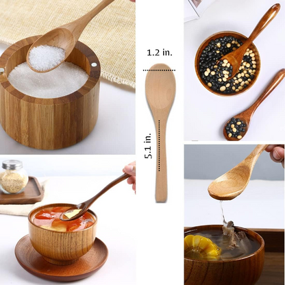 10Pcs/Set Wooden Bamboo Teaspoons